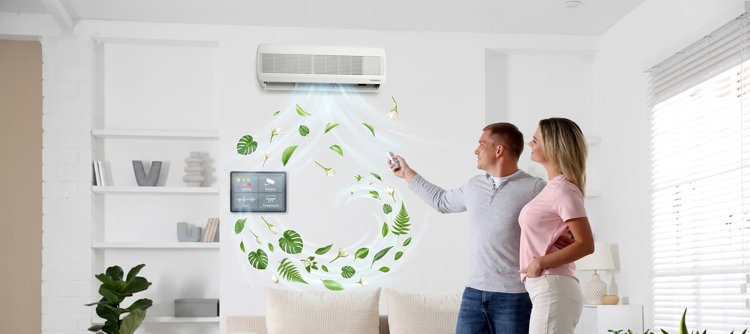 Homeowners enjoying a comfortable living room