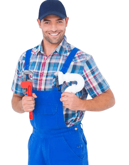 Plumbing technician with pipe fitting tools