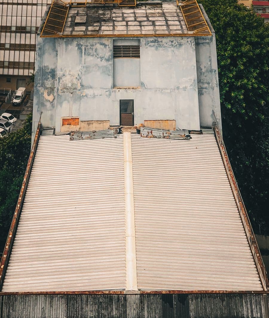 Aerial detail of a durable metal roof panel